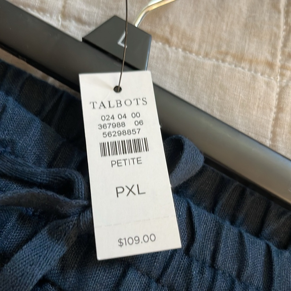 New with tags Talbots linen pants. XLP. Beautiful navy & pockets ! - Picture 4 of 4